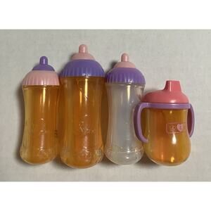 Toys R Us You & Me Baby Doll Bottles Magic Disappearing Milk Juice Lot of 4 READ